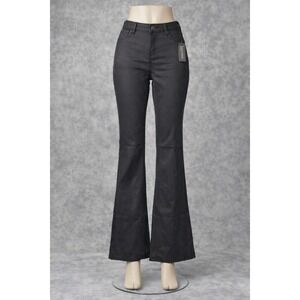 NWT Canyon Retreat Black Coated Flare Jeans Stepped Hem High Rise Size 6